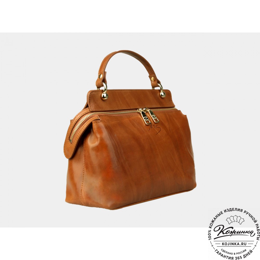 Женская кожаная сумка "Орнелла" (коньяк